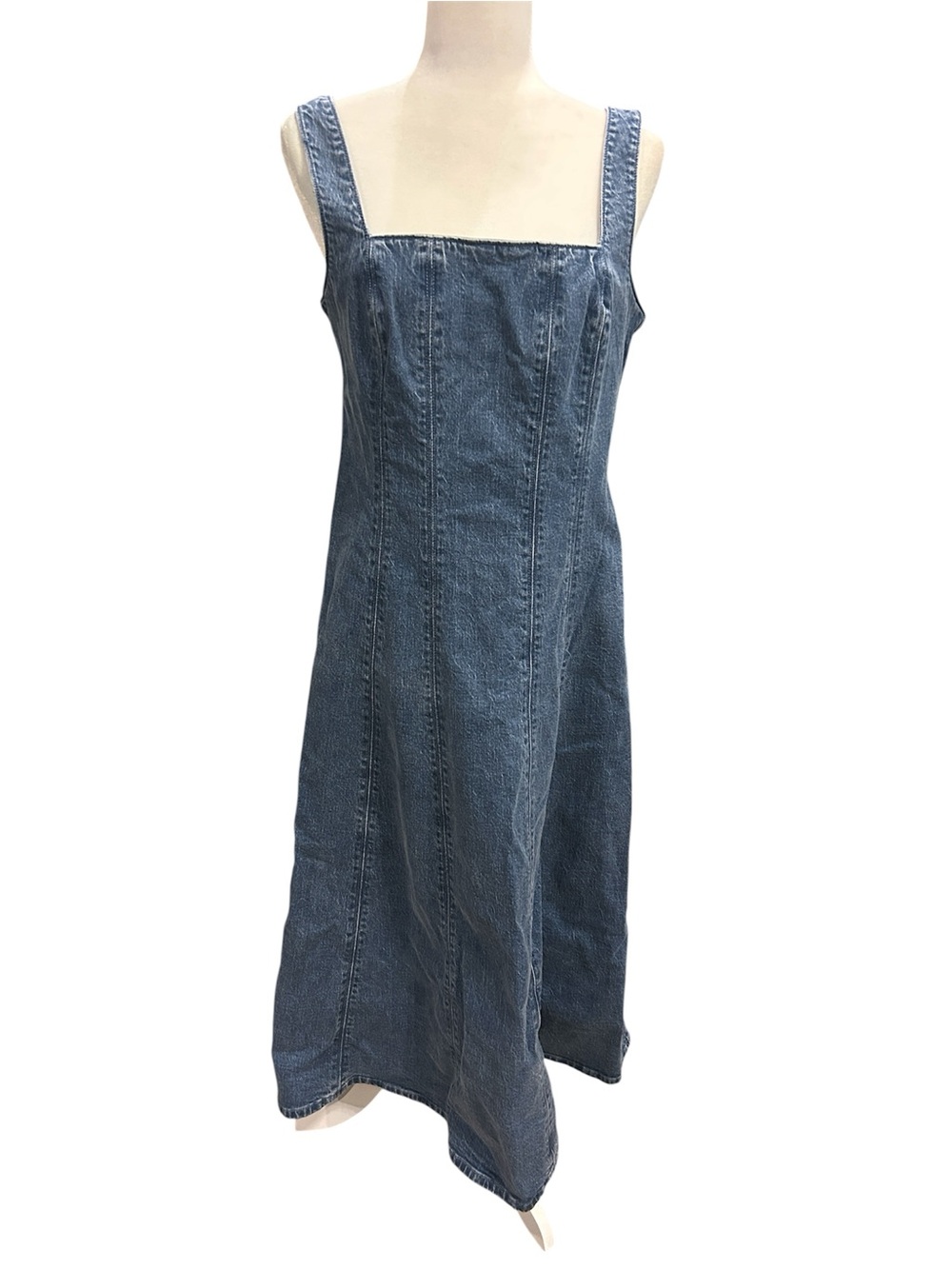 Abercrombie & Fitch Blue Denim Maxi Dress with Square Neck